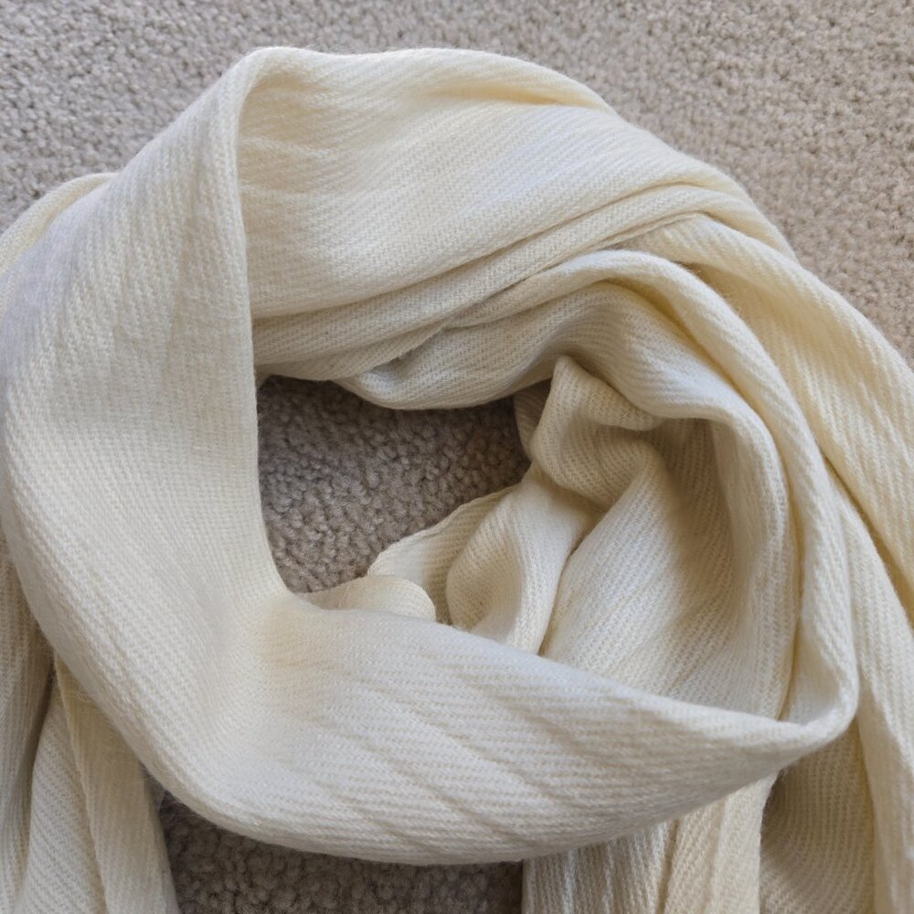 Aone Stodius 100% Wool Scarf Woven Ribbed Midweight Italy - Picture 9 of 11